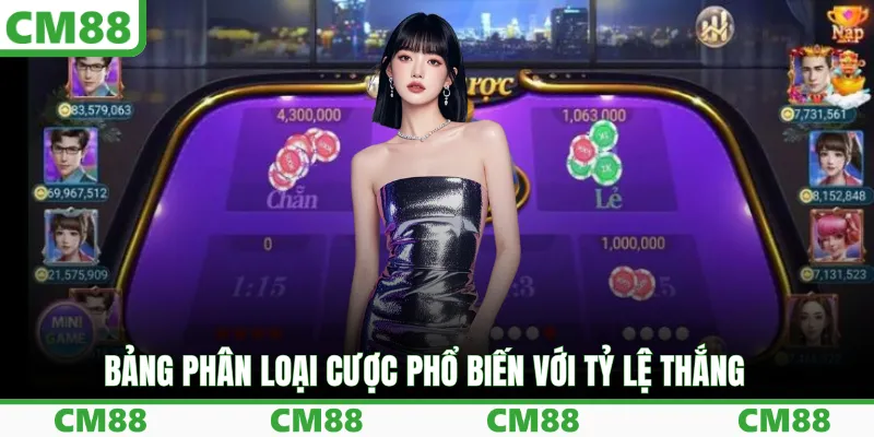 Bảng phân loại cược phổ biến với tỷ lệ thắng